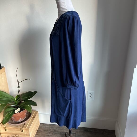 Anthropologie Dubois Embroidered Blue Tunic Dress With Pockets Size 0 - Picture 7 of 7